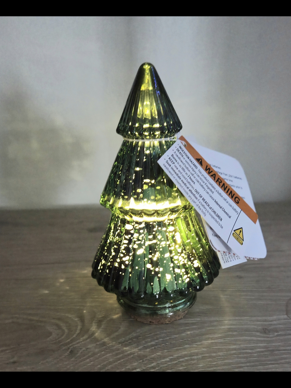New Publix 6" Light Up Green Glass Christmas Tree Ribbed.